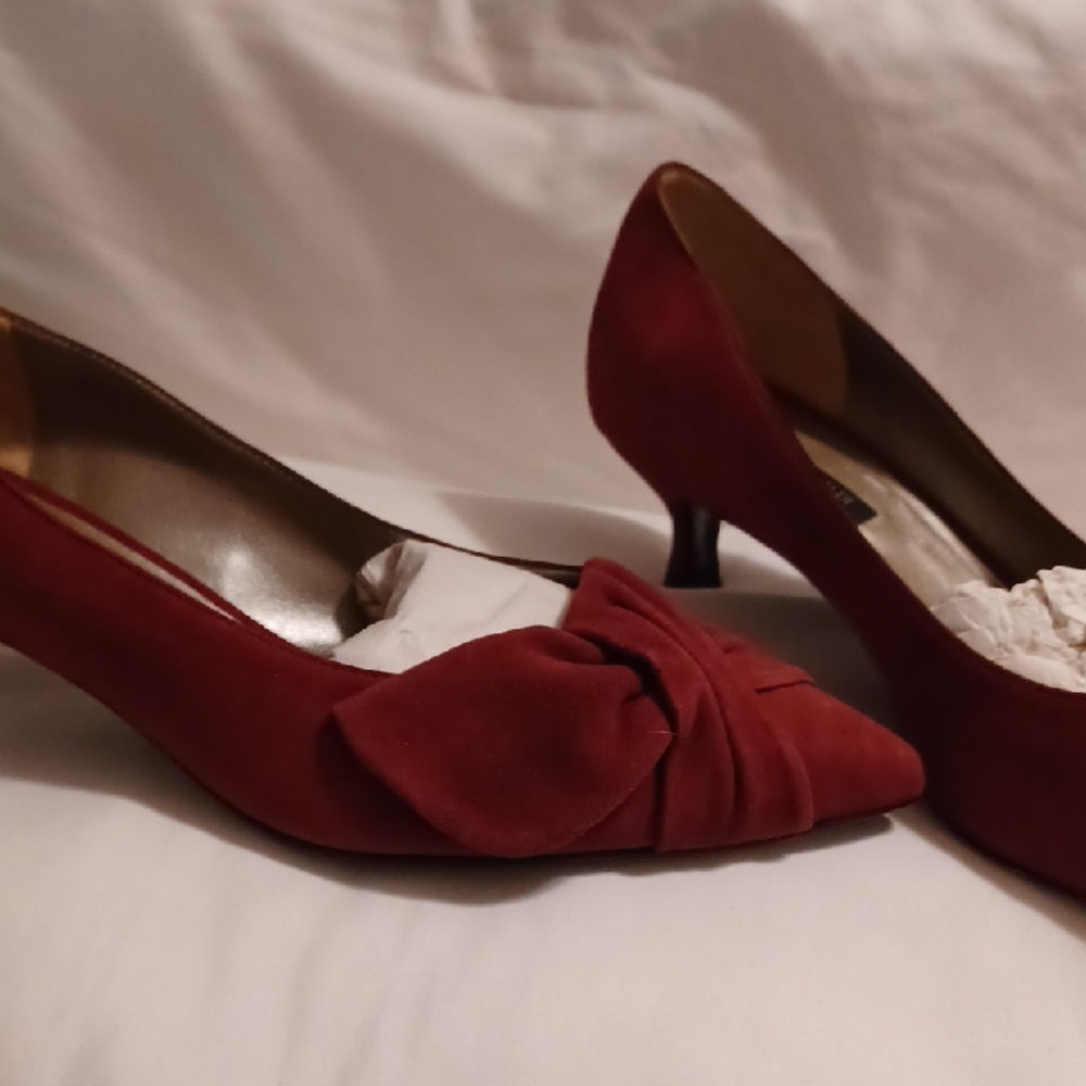 Marina Rinaldi Red Heels with Bow Accent
